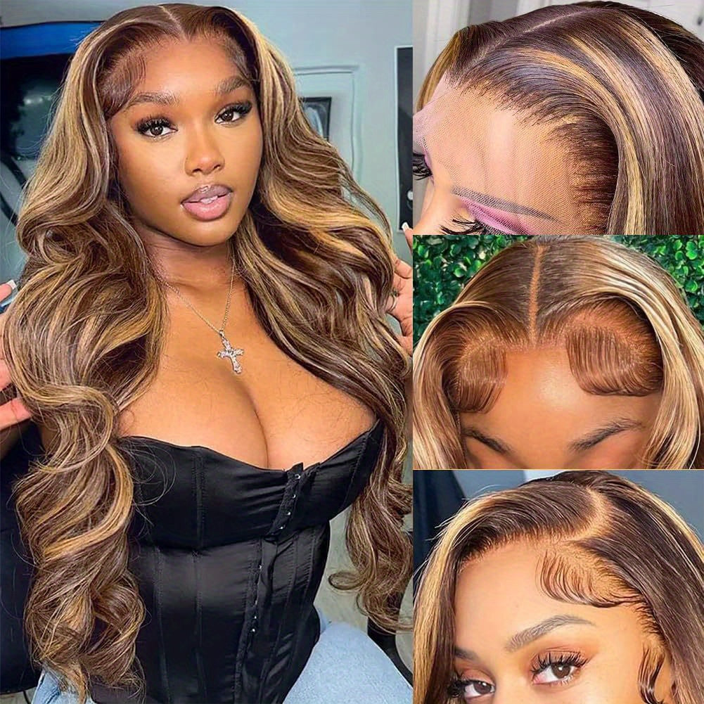 Highlight Ombre Lace Front Wigs Human Hair Pre Plucked