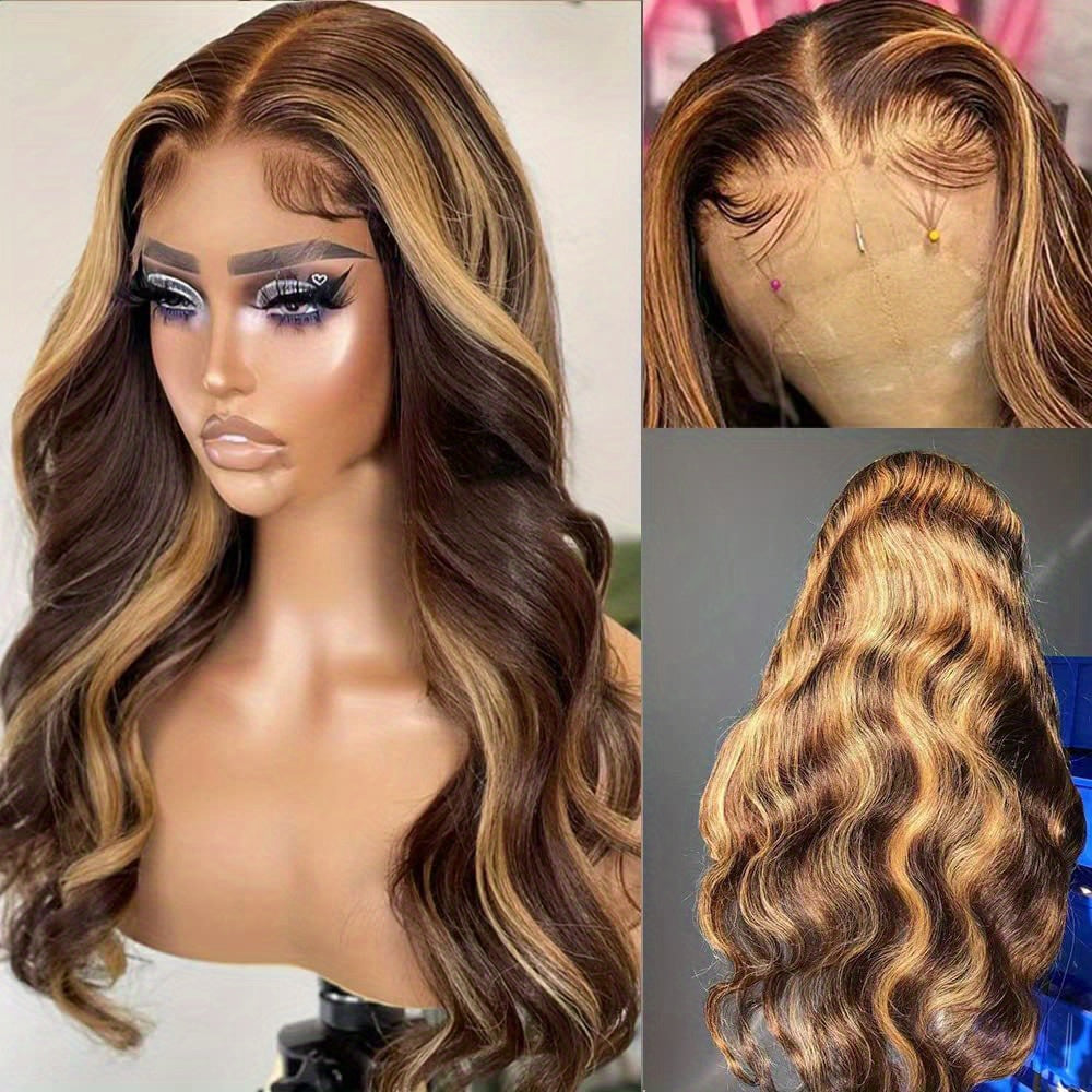 Highlight Ombre Lace Front Wigs Human Hair Pre Plucked