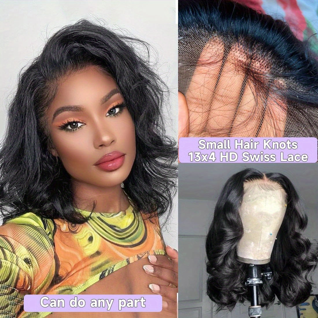 Bob Wig Human Hair 13x4 Body Wave HD Lace Front Wigs Human Hair 180%
