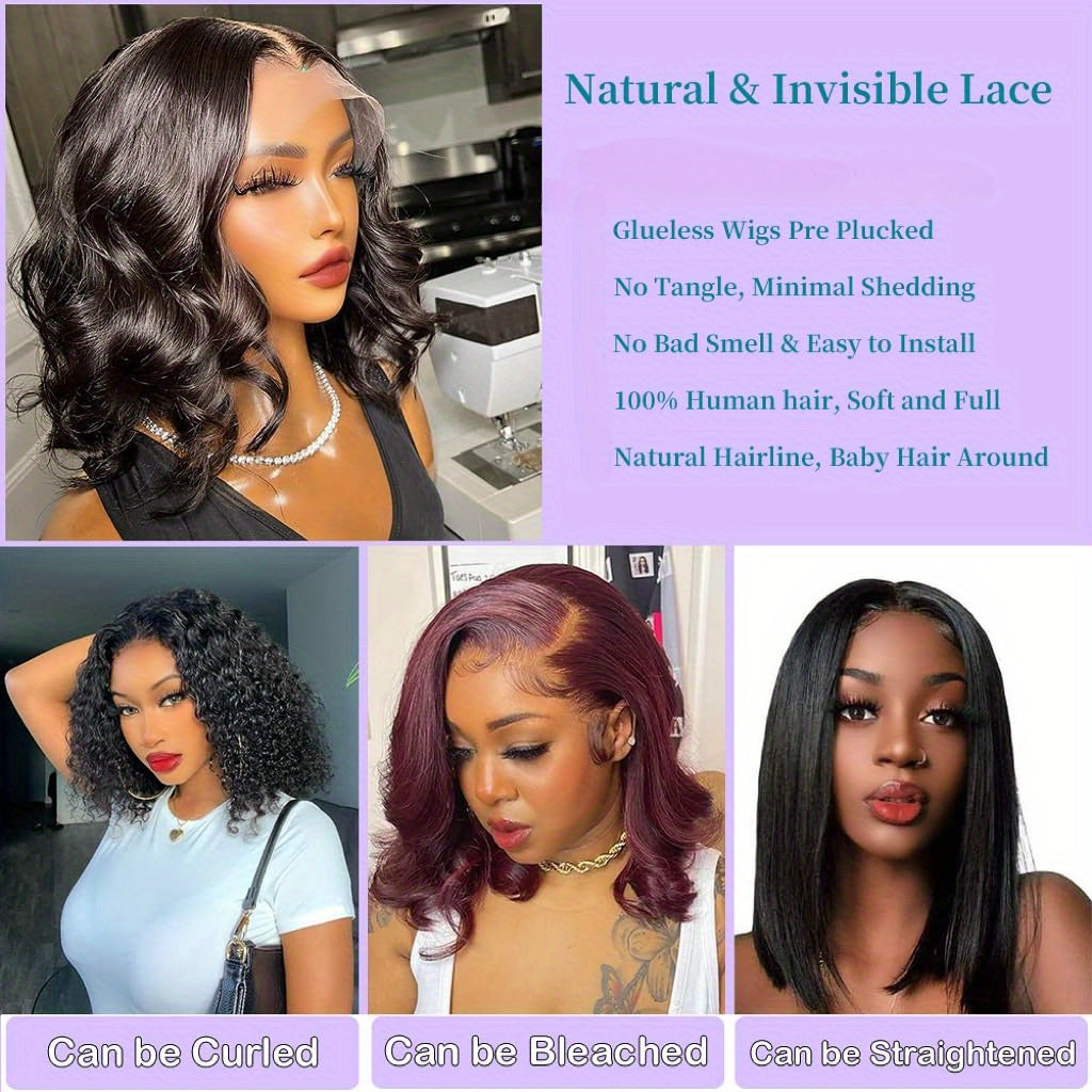 Bob Wig Human Hair 13x4 Body Wave HD Lace Front Wigs Human Hair 180%