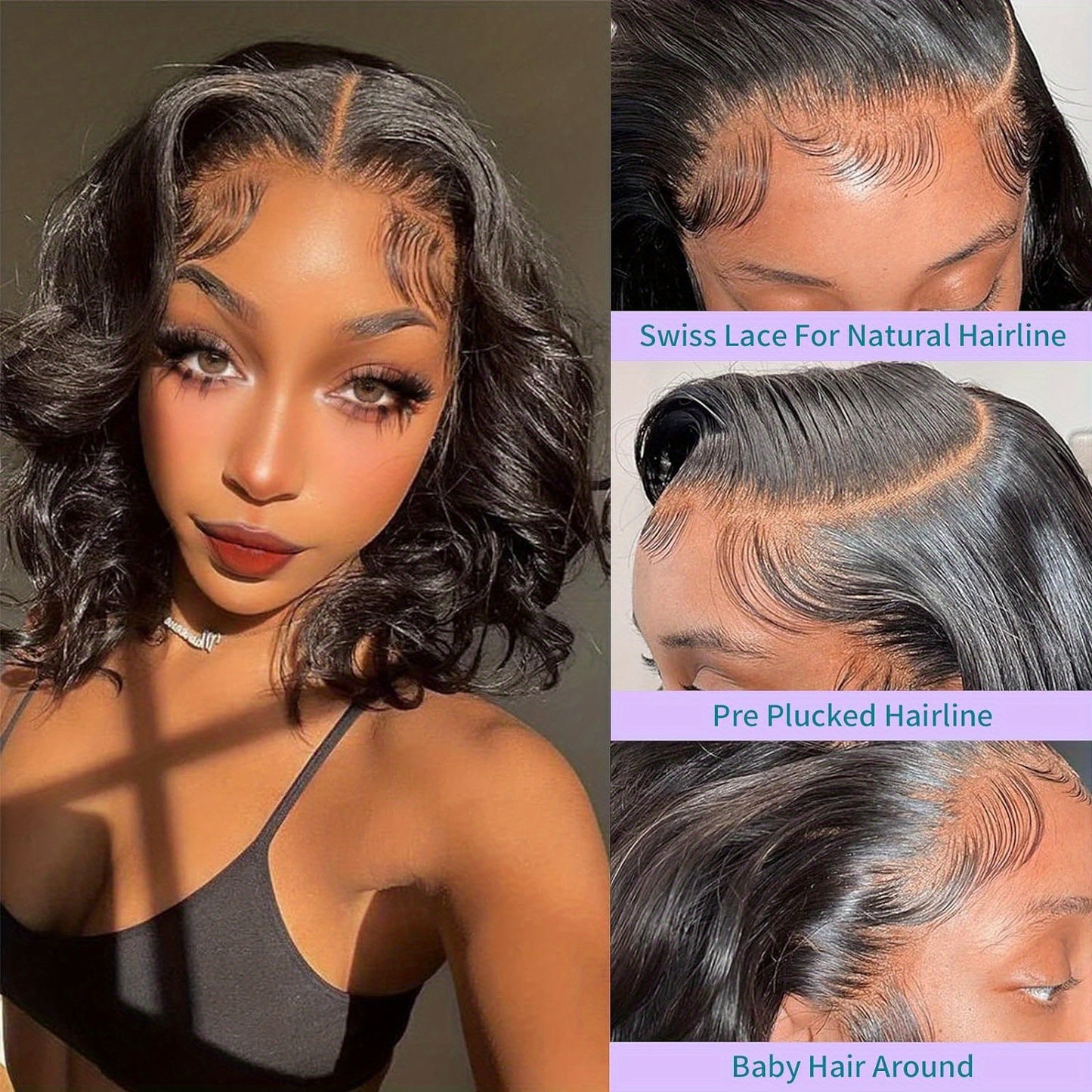 Bob Wig Human Hair 13x4 Body Wave HD Lace Front Wigs Human Hair 180%