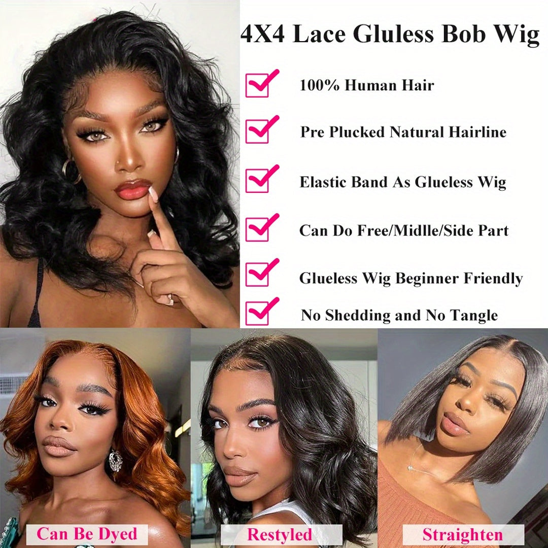 Ready To Go Glueless Short Bob Wig Human Hair Pre Plucked 13x4 Body Wave Lace Front Wigs Human Hair Brazilian Virgin Wig 180% Density