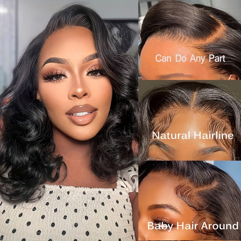 Ready To Go Glueless Short Bob Wig Human Hair Pre Plucked 13x4 Body Wave Lace Front Wigs Human Hair Brazilian Virgin Wig 180% Density