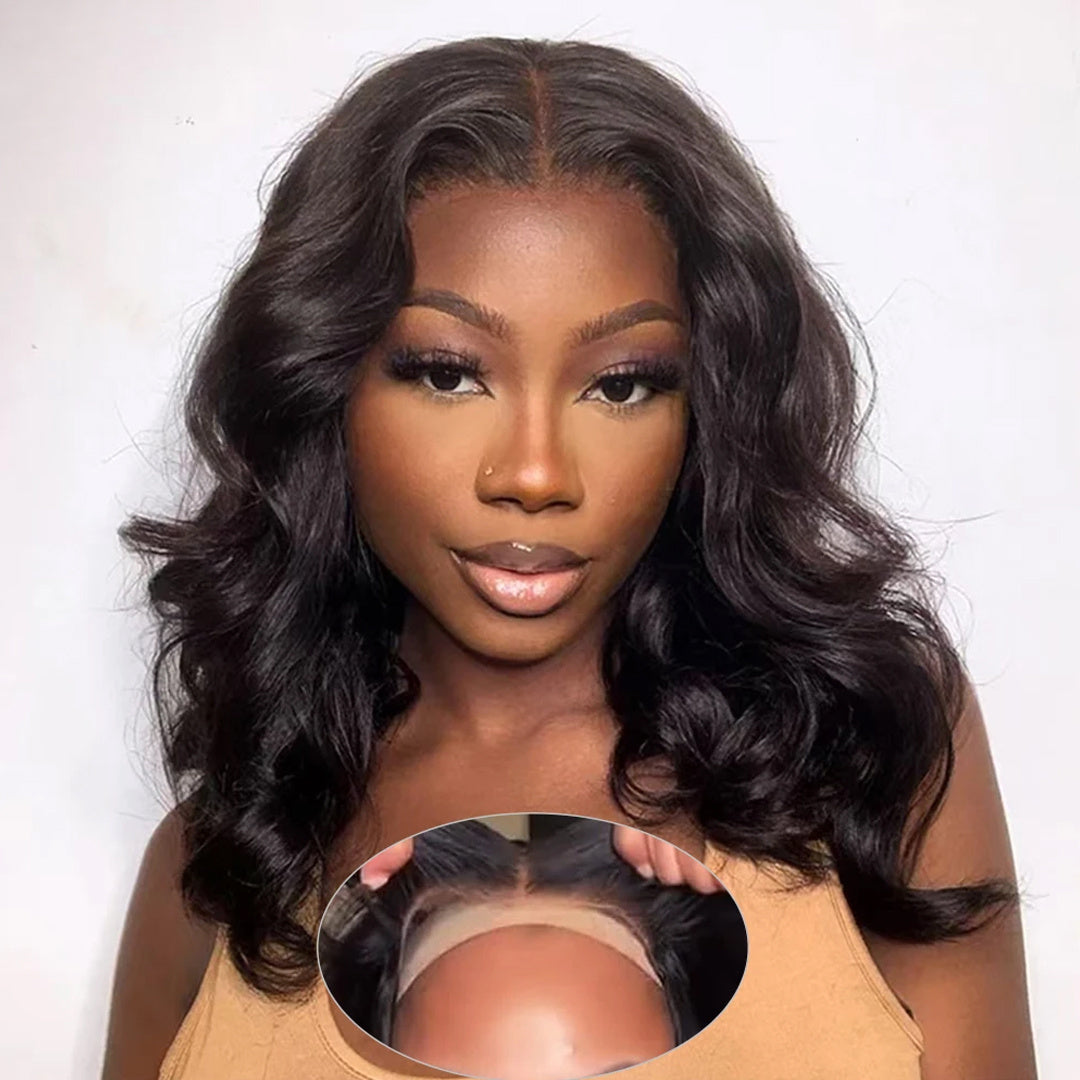 Ready To Go Glueless Short Bob Wig Human Hair Pre Plucked 13x4 Body Wave Lace Front Wigs Human Hair Brazilian Virgin Wig 180% Density