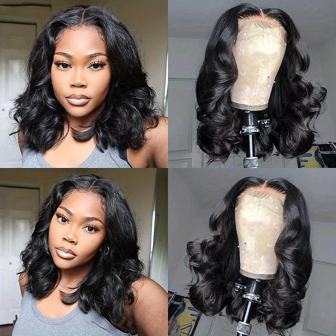 Ready To Go Glueless Short Bob Wig Human Hair Pre Plucked 13x4 Body Wave Lace Front Wigs Human Hair Brazilian Virgin Wig 180% Density