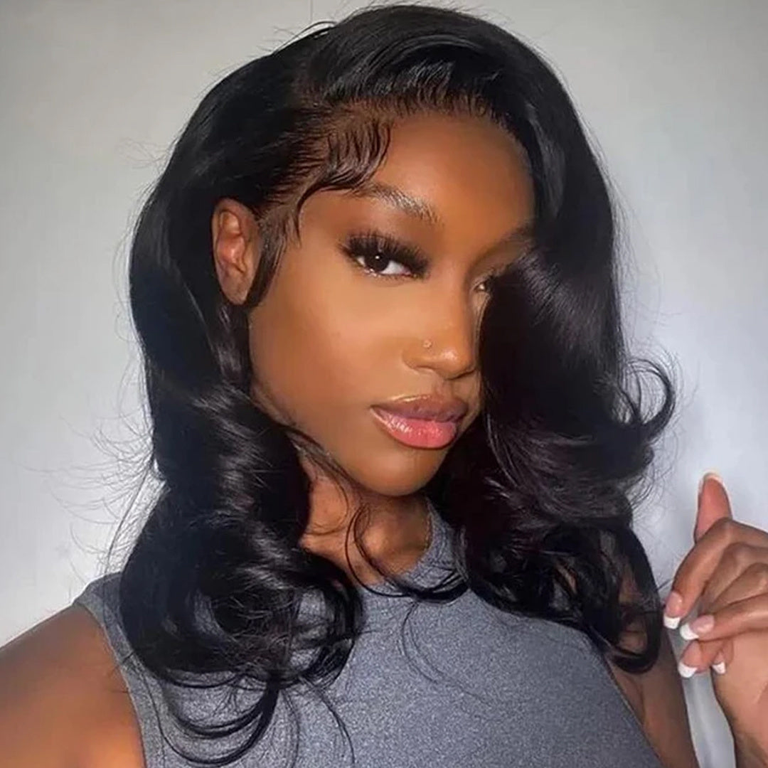 Ready To Go Glueless Short Bob Wig Human Hair Pre Plucked 13x4 Body Wave Lace Front Wigs Human Hair Brazilian Virgin Wig 180% Density