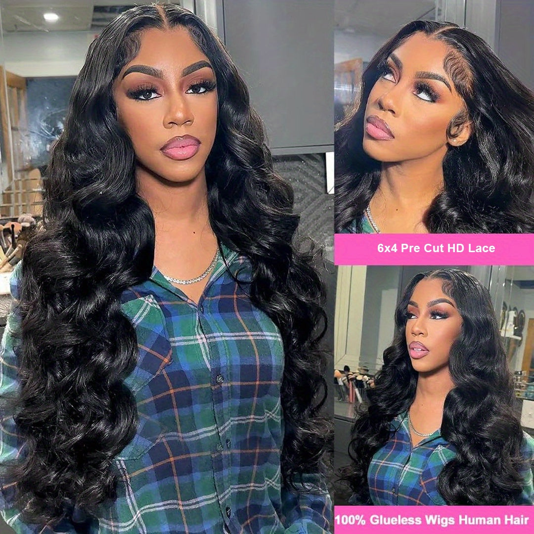 Body Wave 200 Density 6X4 Hd Lace Closure Wigs Human Hair