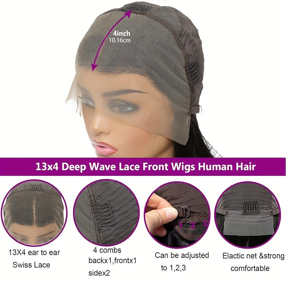Brazilian Loose Deep Wave Lace Front Wig HD Transparent 13x4 Frontal Human Hair Wigs For Women Pre Plucked 100% Human Hair Deep Loose