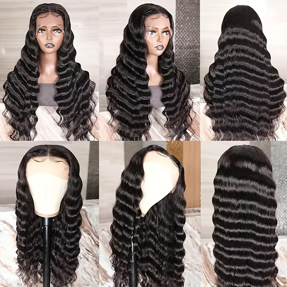 Brazilian Loose Deep Wave Lace Front Wig HD Transparent 13x4 Frontal Human Hair Wigs For Women Pre Plucked 100% Human Hair Deep Loose