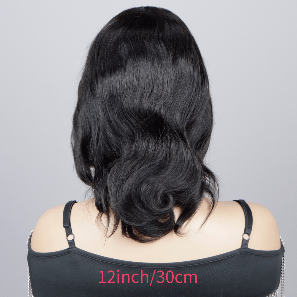 [4x4 Lace Human Hair Wigs] Glueless Short Bob Wig with Body Wave - 180% Density, 4x4 Lace Front, Ready to Wear Pre-Plucked with Baby Hair, Glueless Brazilian Virgin wigs