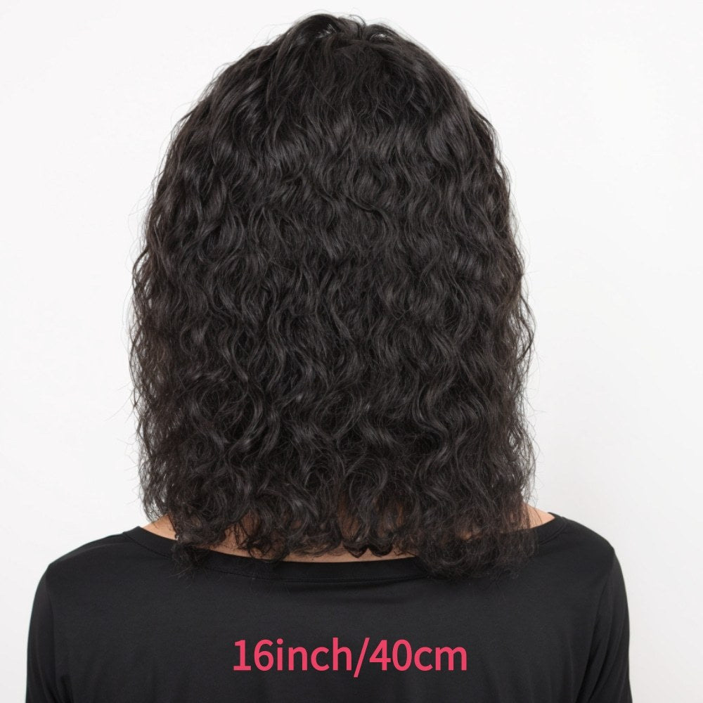 13x4 Deep Wave Curly Bob Wig Human Hair Lace Frontal Wigs 180 Density Glueless Wigs Water Wave Wig 10-16inch