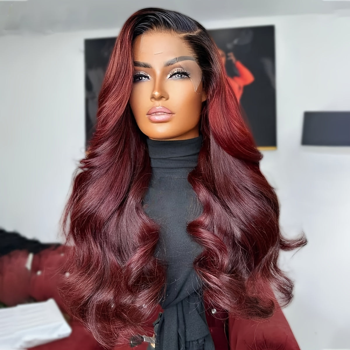 99J Lace Front Wig Synthetic Hair Loose Curly Wave Glueless Wigs