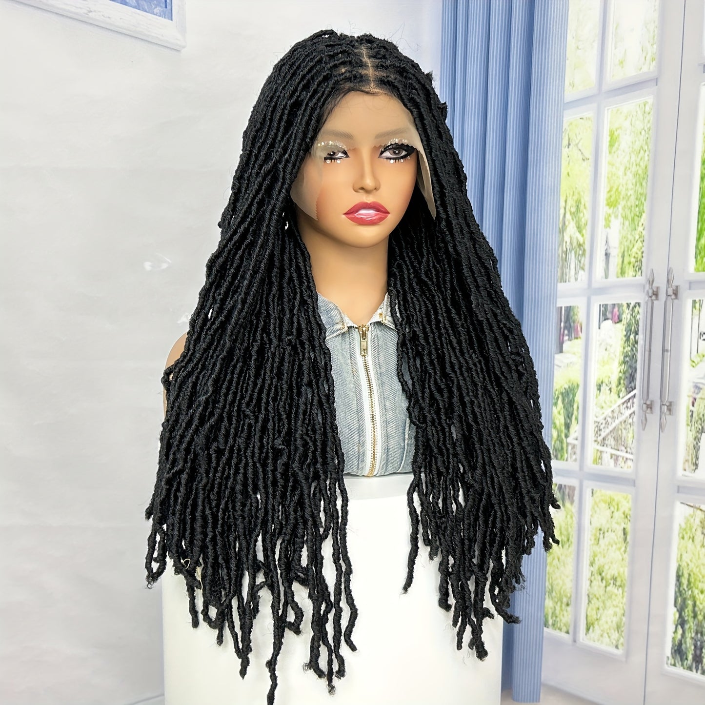 26 Inch Soft Faux Locs Wigs For Black Women, Thick New Faux Locs Wigs, Knotless 9*6 Lace Synthetic Locs Wig Pre Plucked