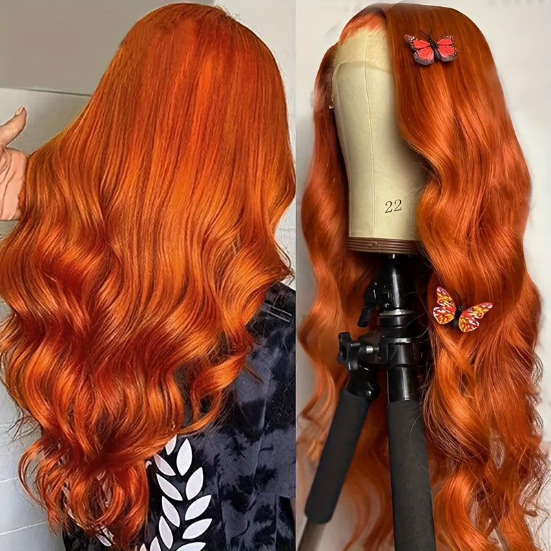 Ginger Orange Short Bob Wig Human Hair 4x4 Lace Front Pre-Plucked 150% Density