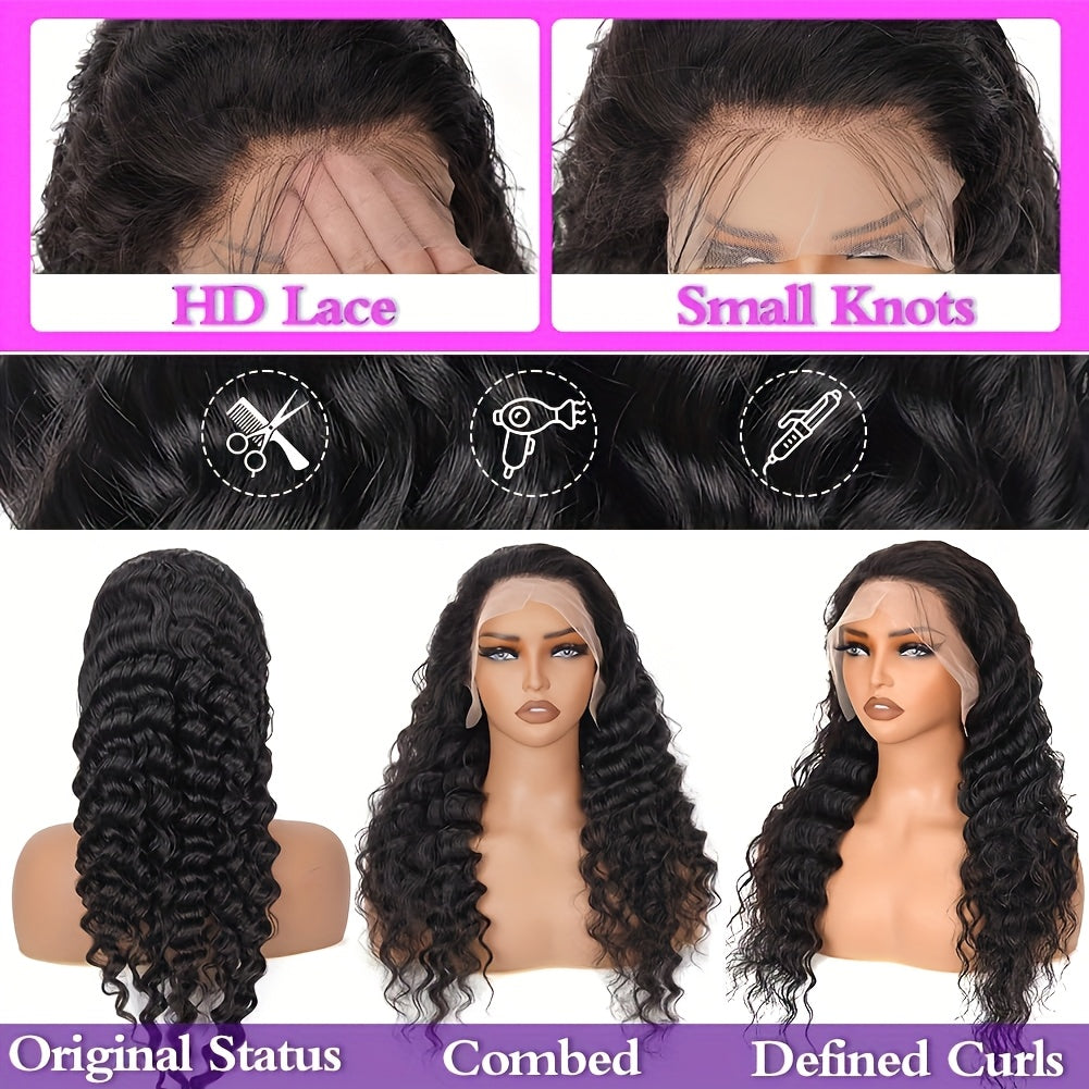 13X4 Bouncy Deep Wave Glueless Bob Wig 200% Density