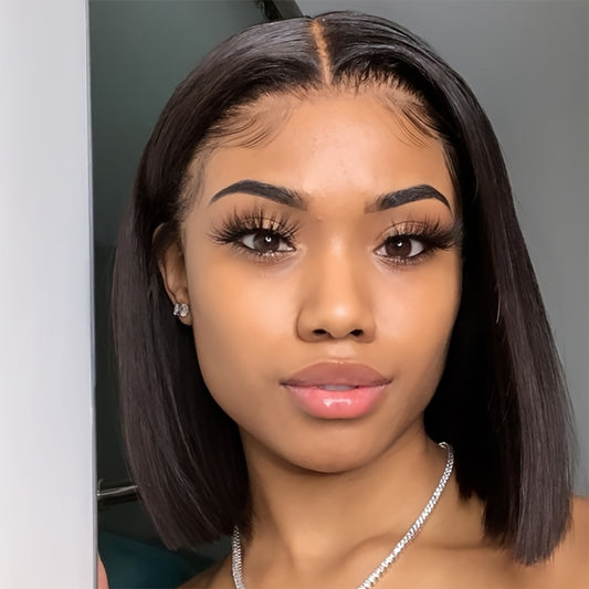 13x4 Short Bob Human Hair 180% Density 8-12inch 100% Brazilian Virgin Human Hair