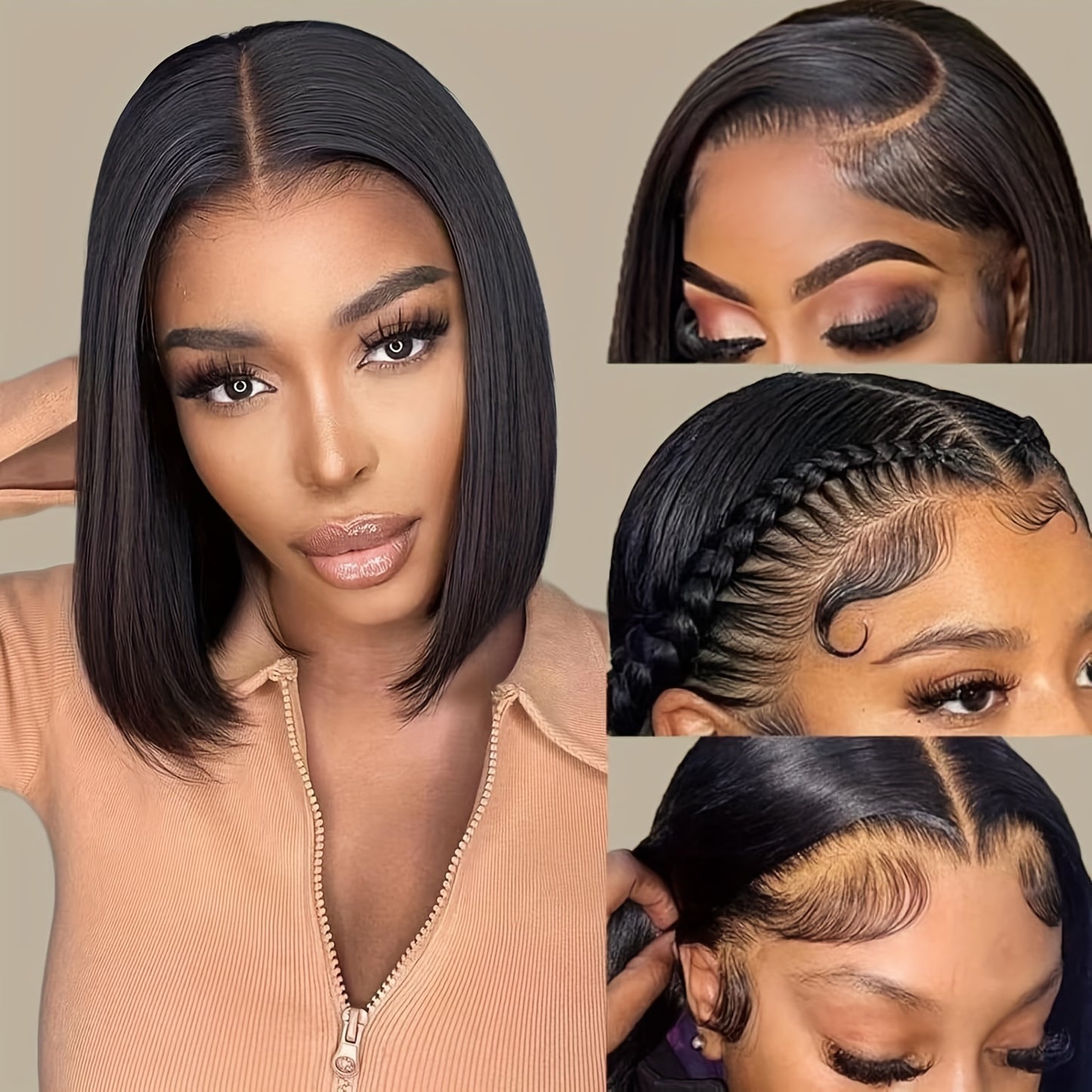 13x4 Short Bob Human Hair 180% Density 8-12inch 100% Brazilian Virgin Human Hair