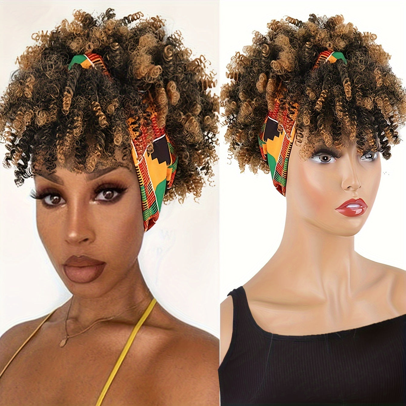 Short Natural Curly Wig Headband