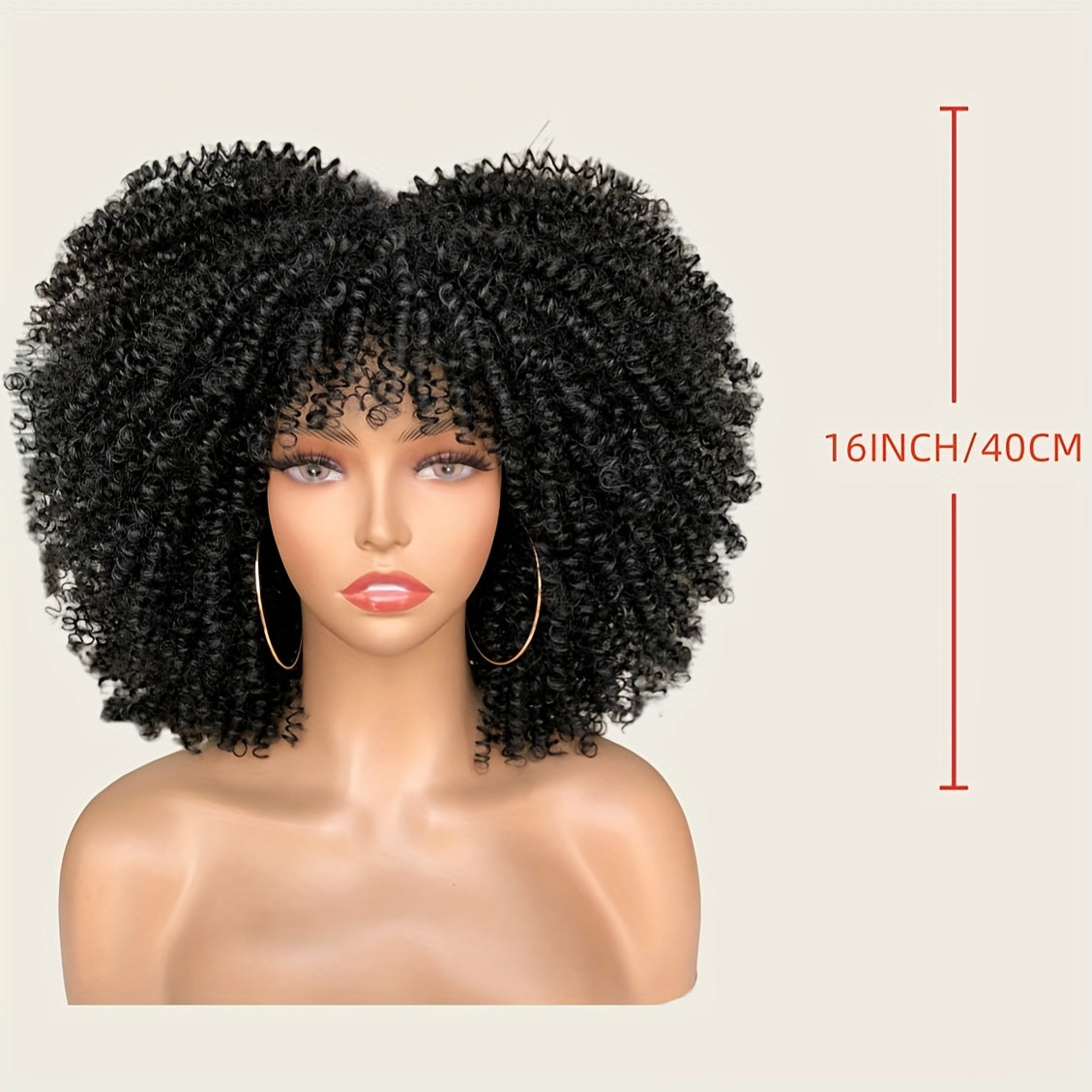 Curly Afro Wig with Bangs Short Kinky Curly