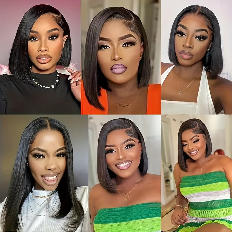 13x4 Short Bob Human Hair 180% Density 8-12inch 100% Brazilian Virgin Human Hair