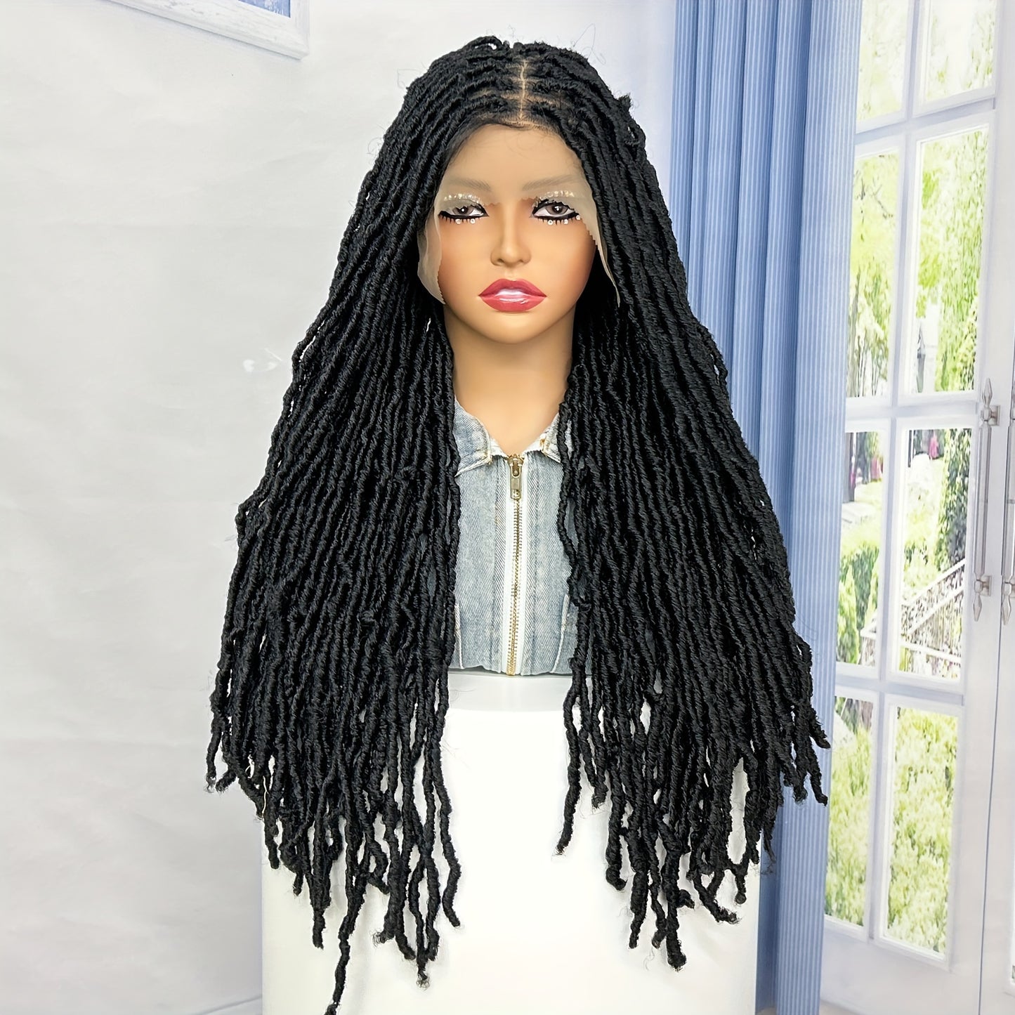 26 Inch Soft Faux Locs Wigs For Black Women, Thick New Faux Locs Wigs, Knotless 9*6 Lace Synthetic Locs Wig Pre Plucked