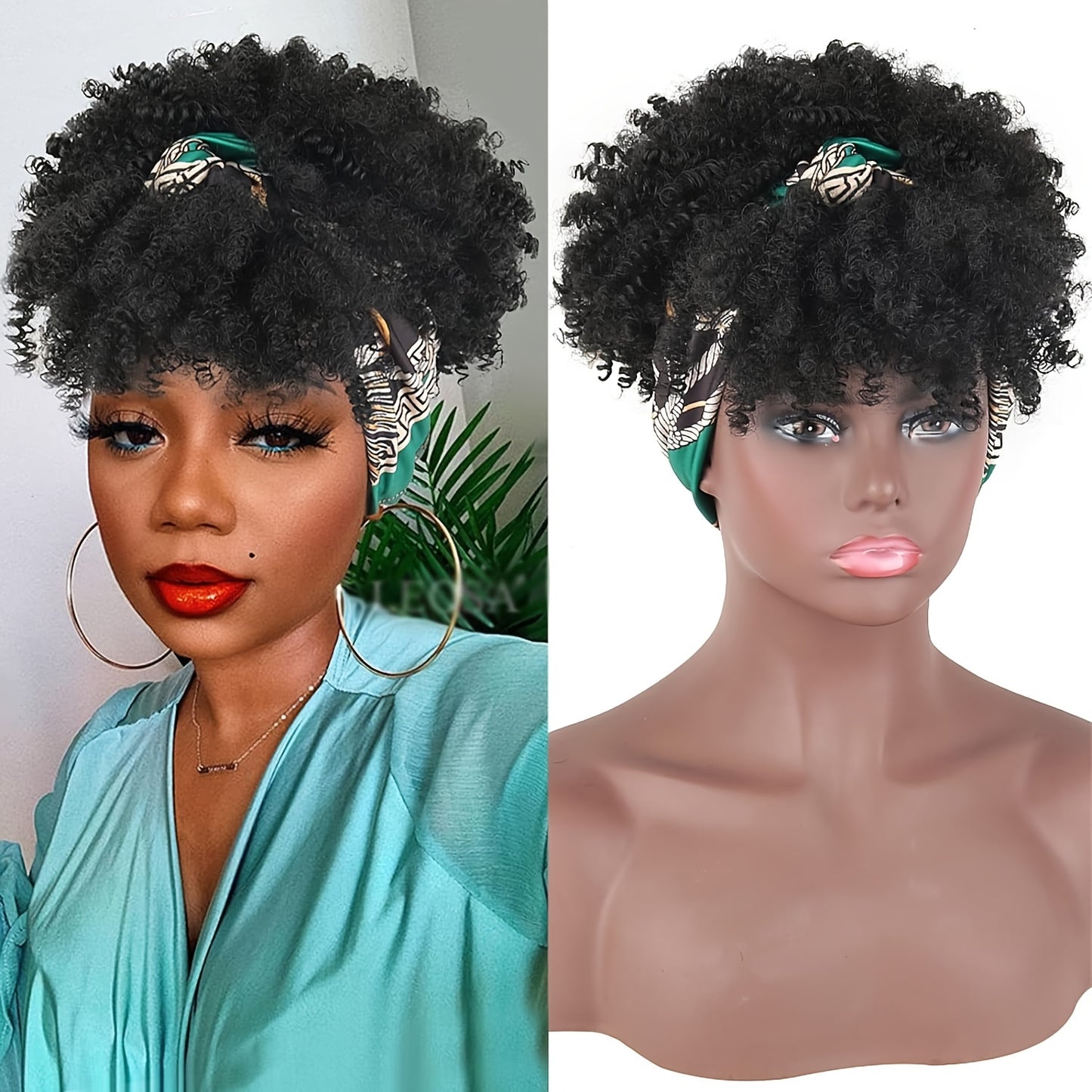 Short Natural Curly Wig Headband