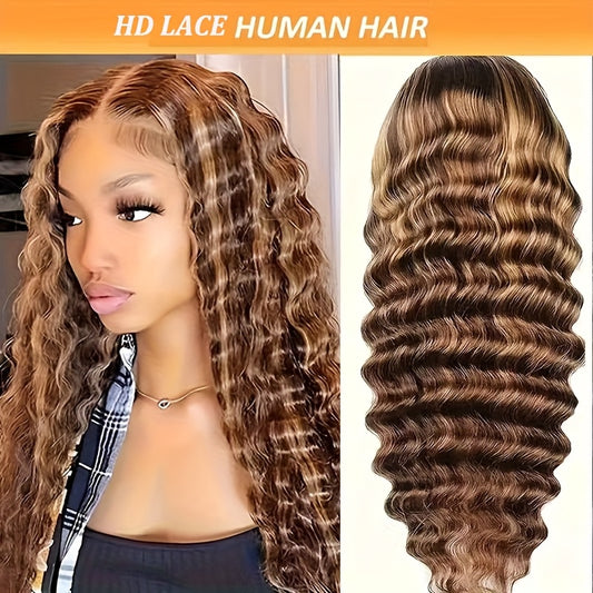 4/27 Deep Wave Lace Front Wigs Human Hair