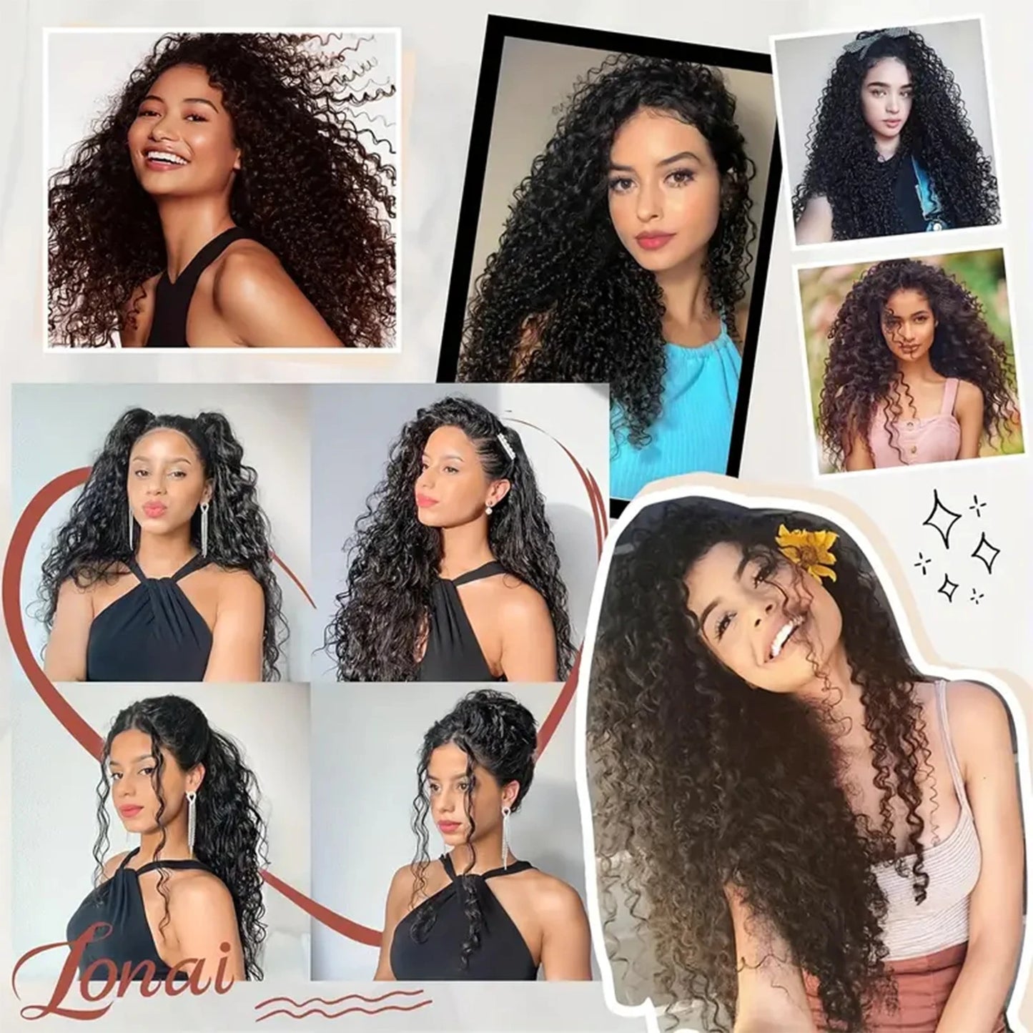 Synthetic Kinky Curly 16 Clip In Hair Extensions Full Head