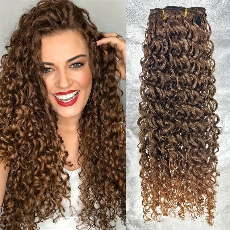 Synthetic Kinky Curly 16 Clip In Hair Extensions Full Head