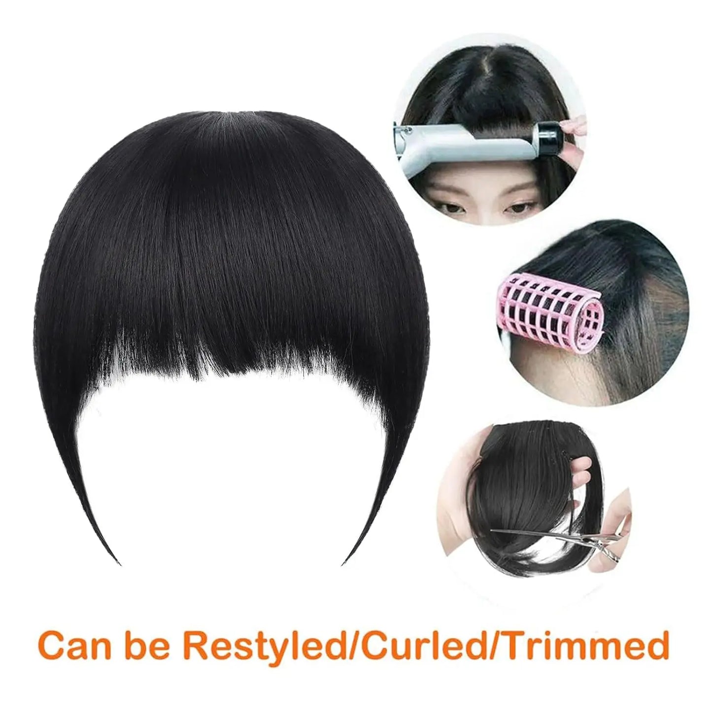 Synthetic Short Kinky Straight Extensions Clip in Bangs