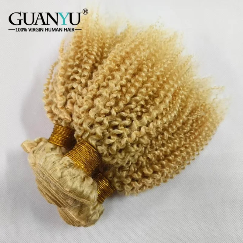 Kinky Curly Blonde #613 Hair Bundle 1pc Brazilian Virgin Human Hair