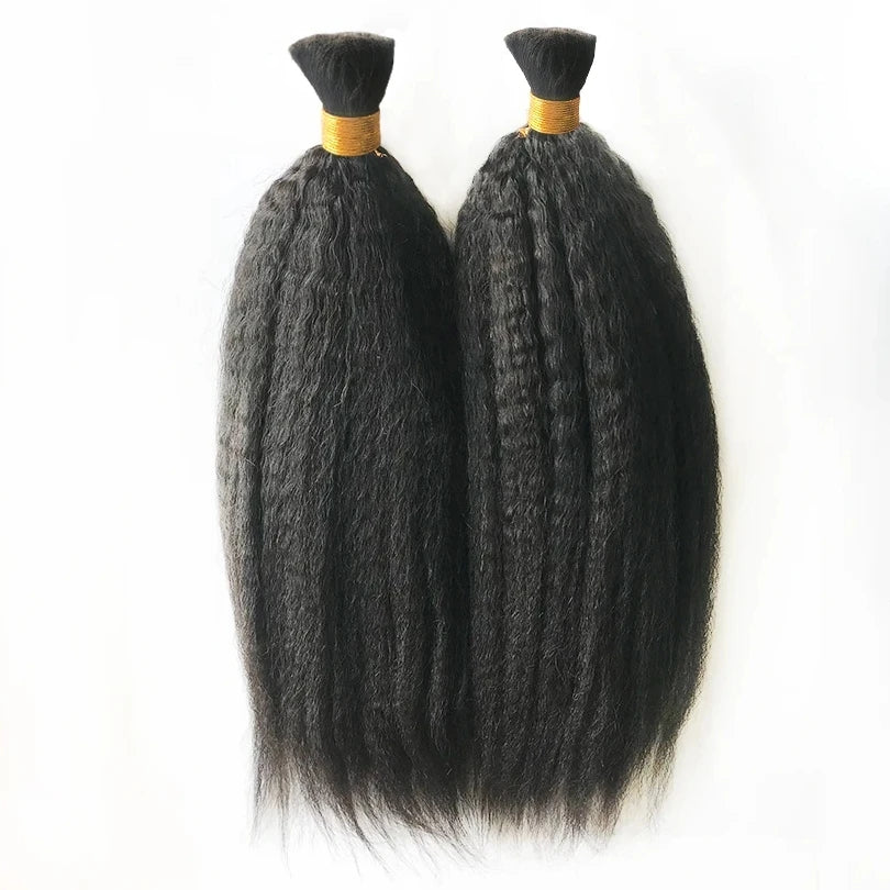 Kinky Straight Human Braiding Hair Bundles No Weft Yaki Straight