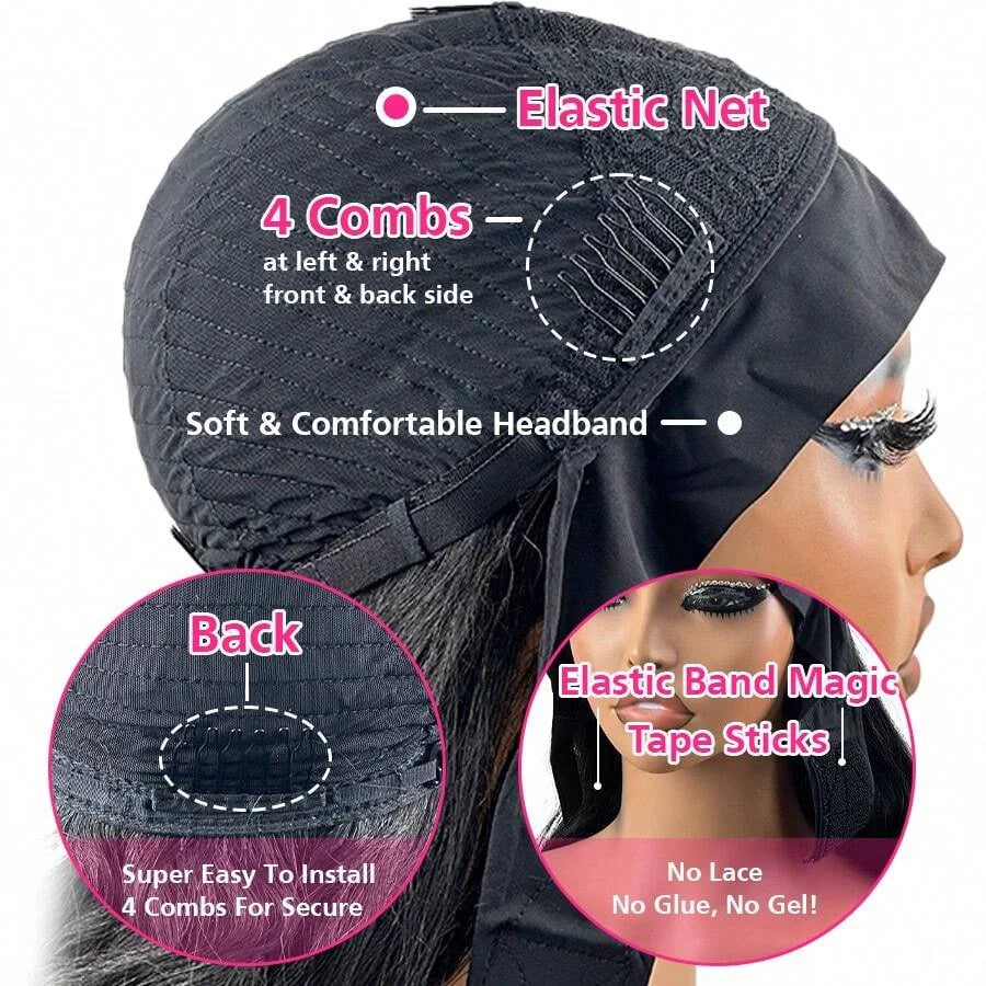 Headband Half Wigs Human Hair Brazilian Glueless Deep Wave