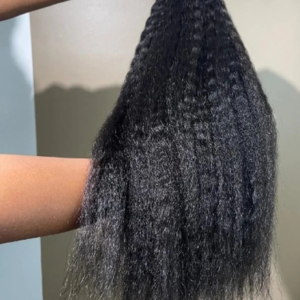 Kinky Straight Clip ins Hair Extensions Real Human Hair Yaki