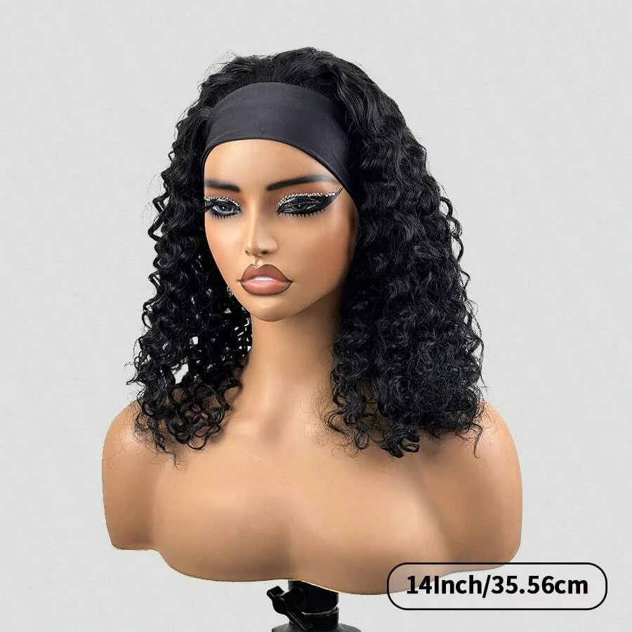 Headband Half Wigs Human Hair Brazilian Glueless Deep Wave