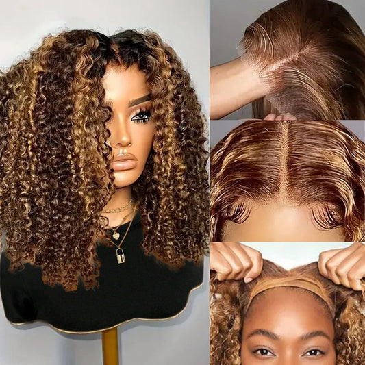 Deep Wave Bob Wig Human Hair Glueless Highlight 5x5 HD Lace Front 220% Density 4/27