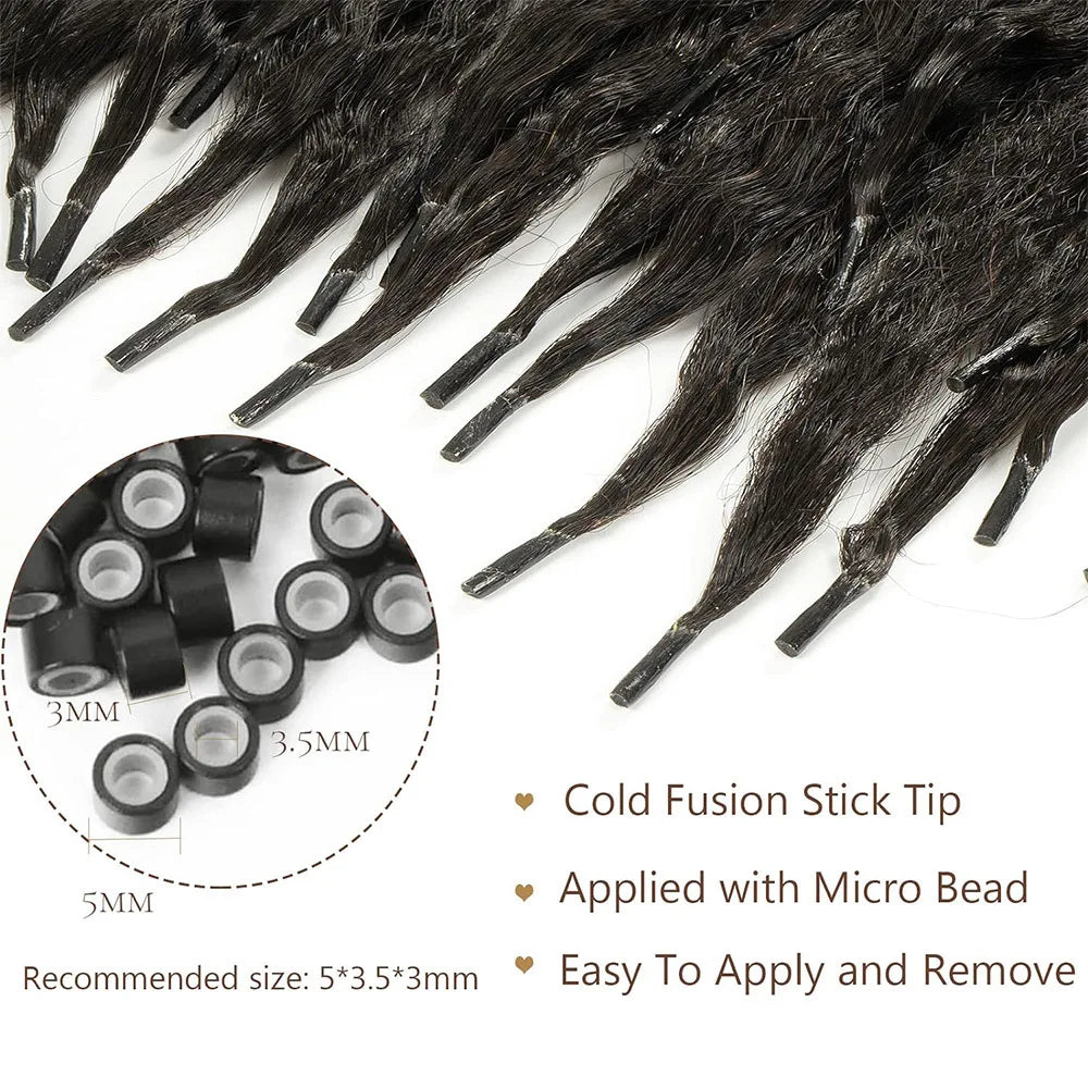 Kinky Straight I Tip Microlink Human Hair Extensions Yaki Virgin Hair