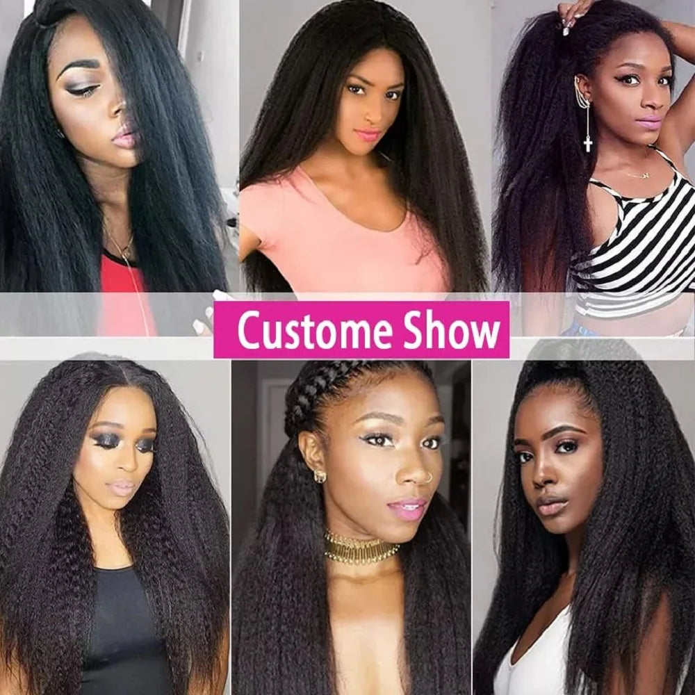 Kinky Straight Clip ins Hair Extensions Real Human Hair Yaki