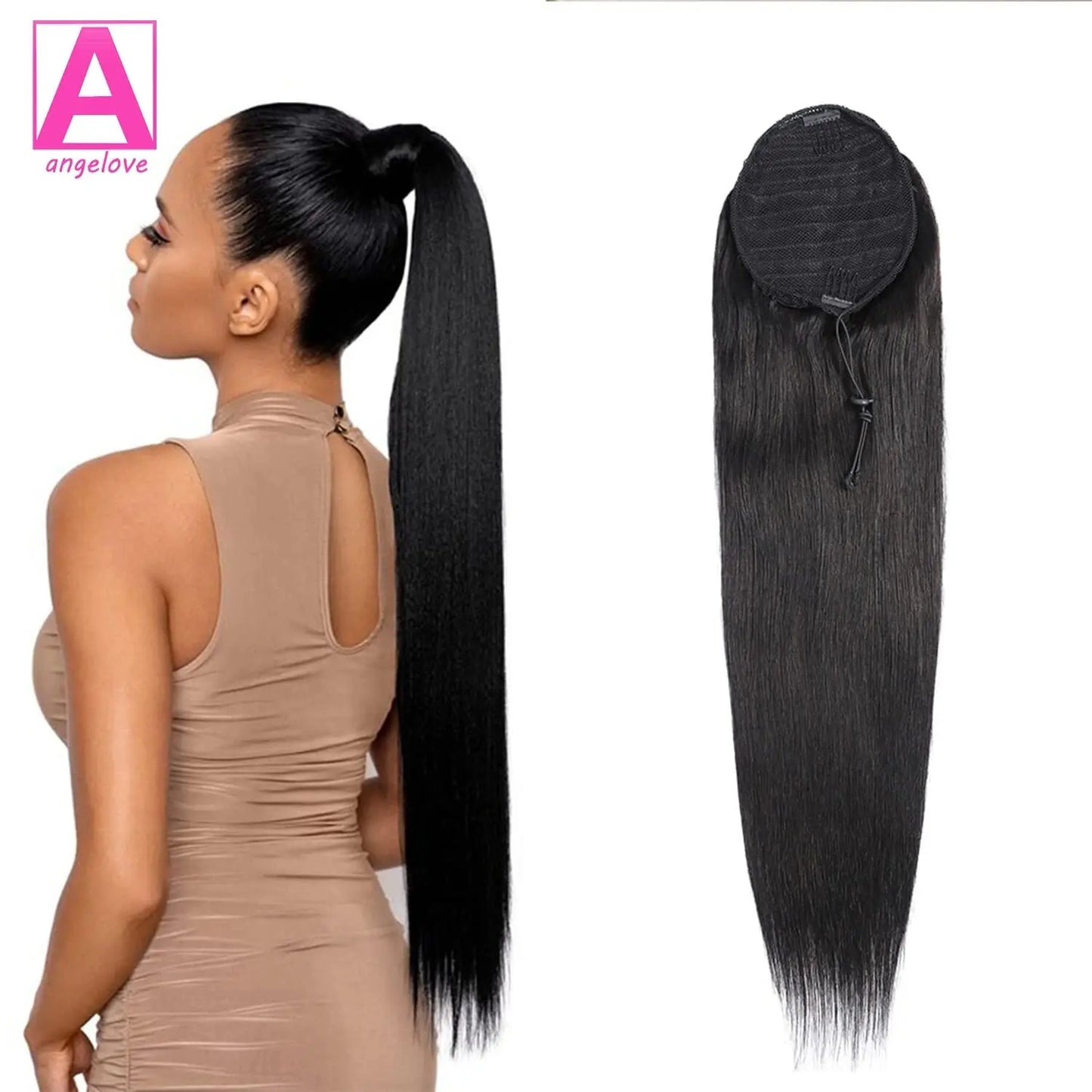Ponytail Human Hair Extensions With Clip 10"-26"