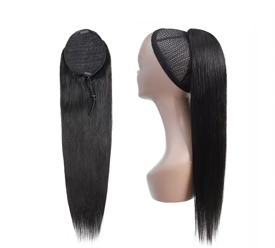 Ponytail Human Hair Extensions With Clip 10"-26"