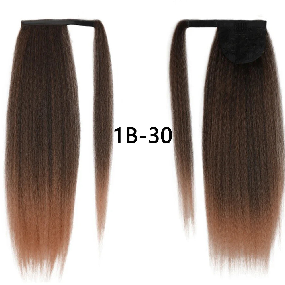 Synthetic Long Kinky Straight Ponytail Extension for 24 Inch Clip in