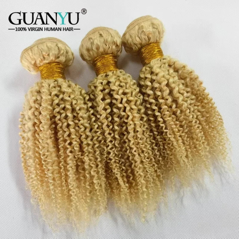 Kinky Curly Blonde #613 Hair Bundle 1pc Brazilian Virgin Human Hair