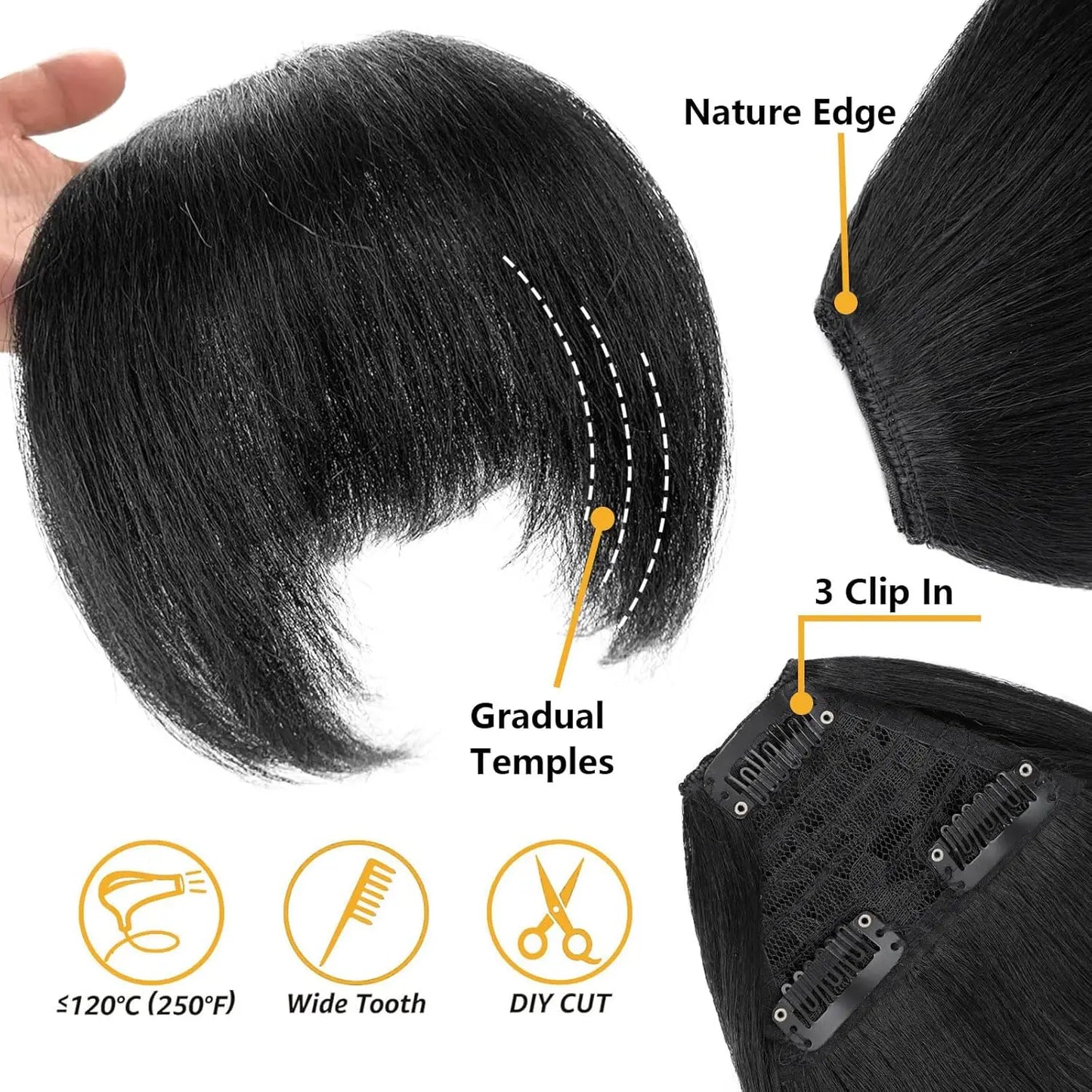 Synthetic Short Kinky Straight Extensions Clip in Bangs