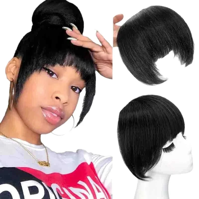 Synthetic Short Kinky Straight Extensions Clip in Bangs
