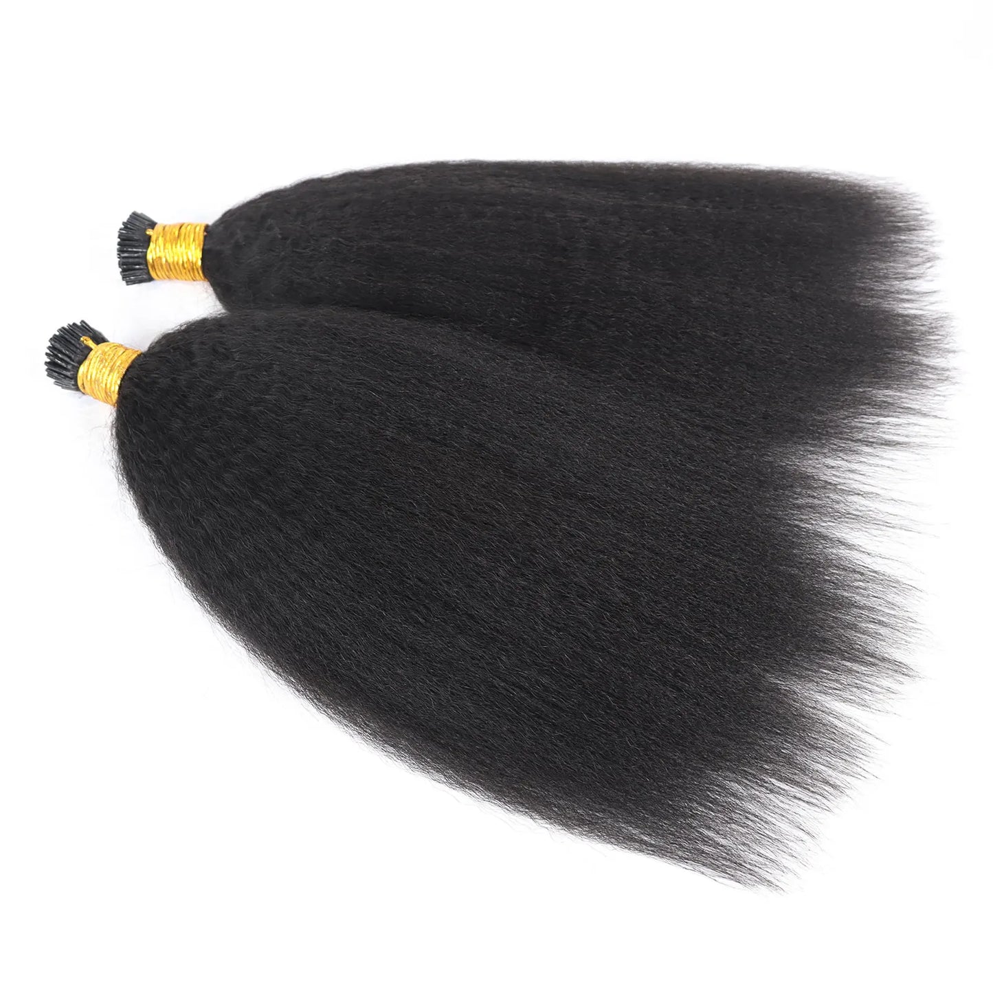 Kinky Straight I Tip Microlink Human Hair Extensions Yaki Virgin Hair