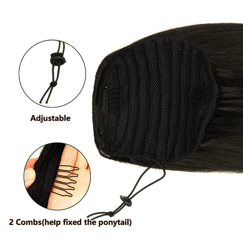 Ponytail Human Hair Extensions With Clip 10"-26"