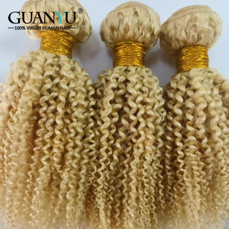 Kinky Curly Blonde #613 Hair Bundle 1pc Brazilian Virgin Human Hair