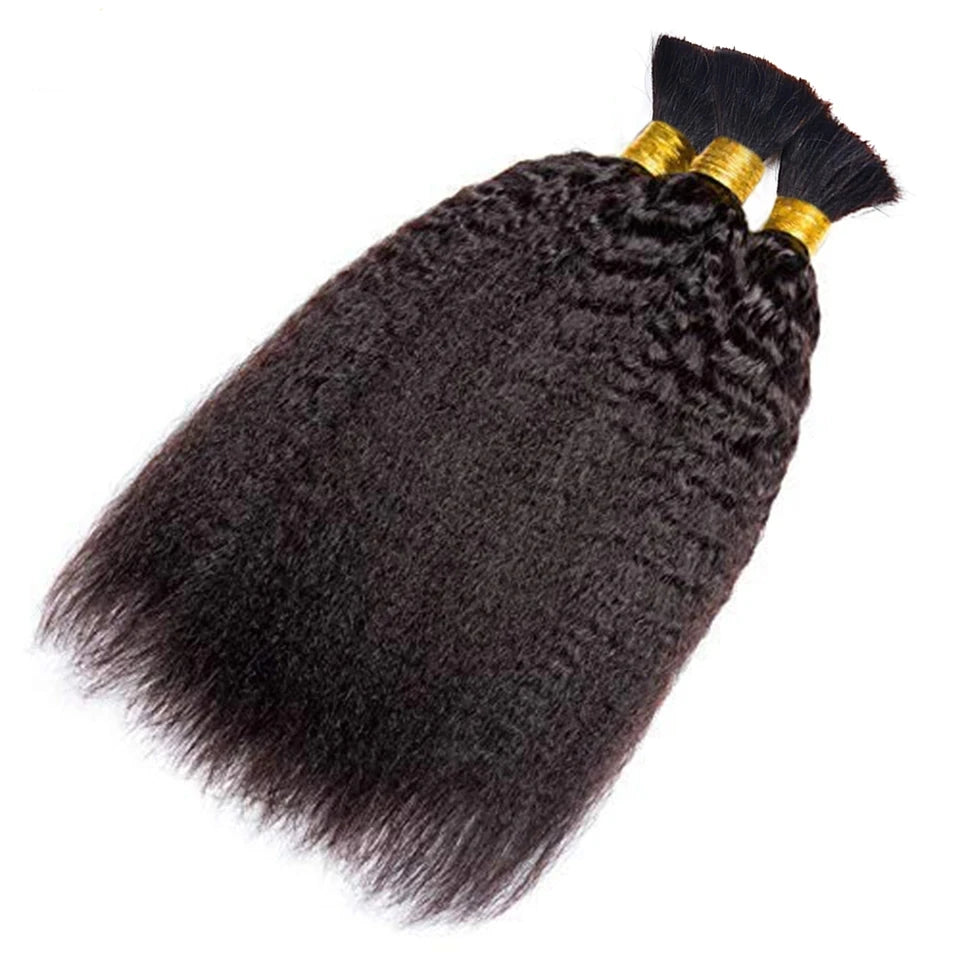 Kinky Straight Human Braiding Hair Bundles No Weft Yaki Straight