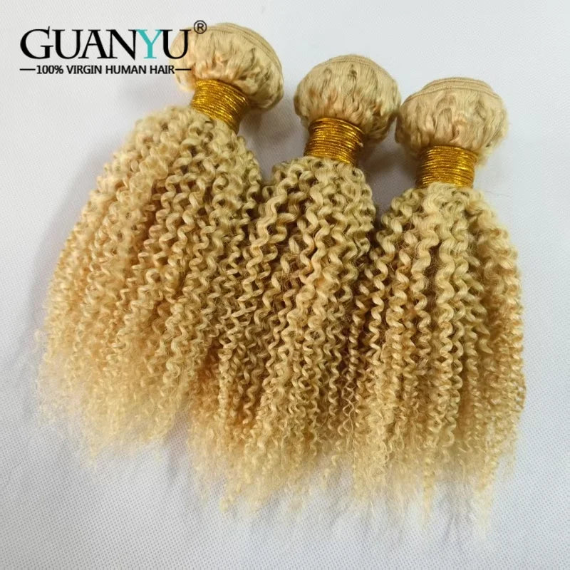 Kinky Curly Blonde #613 Hair Bundle 1pc Brazilian Virgin Human Hair