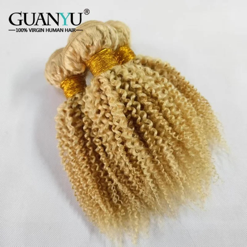 Kinky Curly Blonde #613 Hair Bundle 1pc Brazilian Virgin Human Hair
